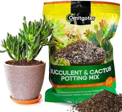 Succulent & Cactus Soil Potting Mix 2qt, Natural Organic Potting Mix for Cactus, Succulent, Palm, and Citrus Grown in Containers Indoors and Outdoors by Omitgoter