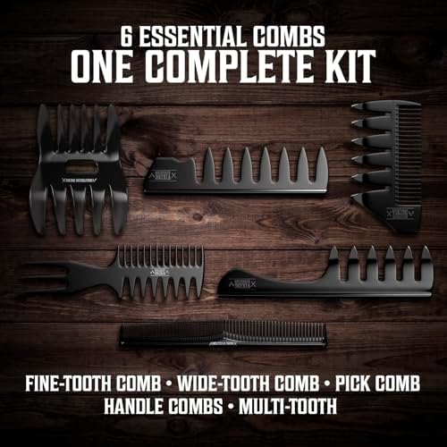 Viking Revolution Professional Hair Styling Combs for Men - 6 Piece Set - Image 2