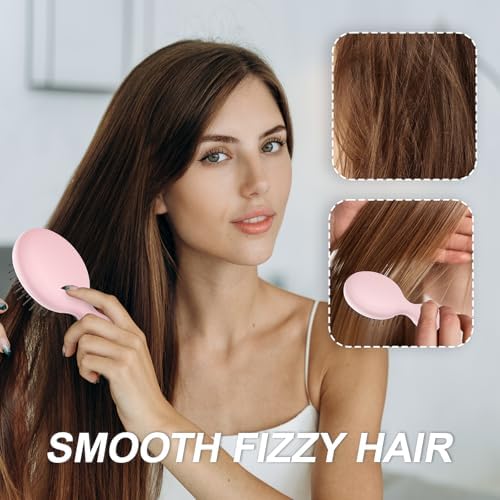 Mini Hair Bursh for Women Girls, Protable Travel Size Hair Brush for Pockets Purse backpack, Mini Detangler Brush for All Hair Types, Small Hair Brush for Detangling(Pink) - Image 5