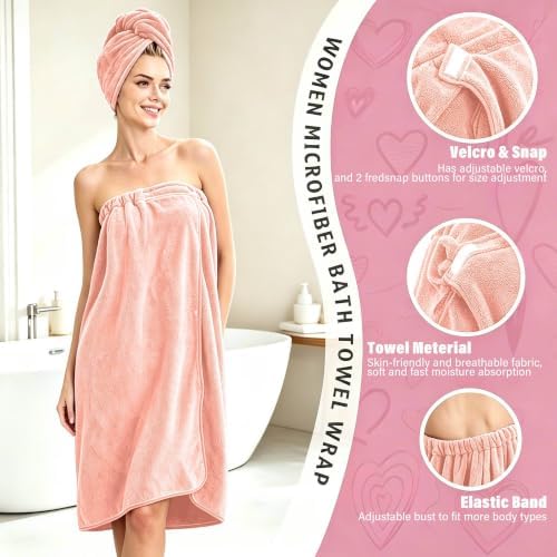 Absorbent Towel Wrap for Women Wearable Bath Towel Set with Hair Turban - Image 3