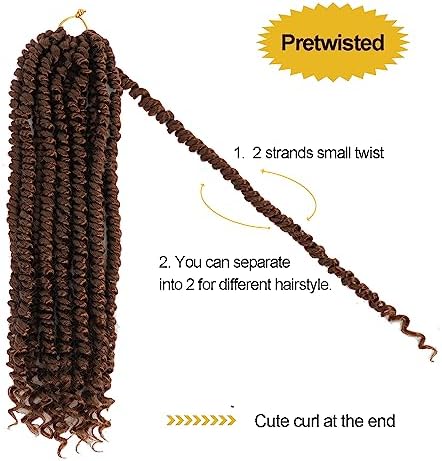 Passion Twist Hair 10 Inch 9Packs Passion Twist Crochet Hair for Black Women Pre twisted Crochet Passion Twist Hair With Curly Ends 30# - Image 4