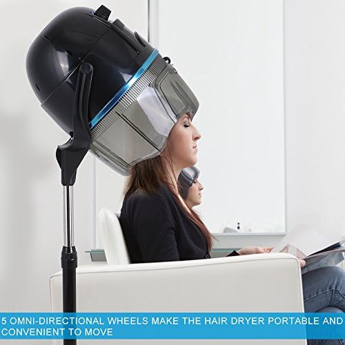 Hooded Floor Dryer, Professional Rolling Standing Hair Dryer Hair Processor Adjustable Hooded Hair Bonnet Dryer Salon Hair Styling Tool for Hot Perm Hair-Drying Hair Treat Hair Treatment - Image 4