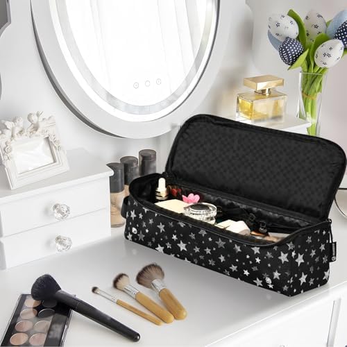 Hair Tools Travel Bag with Heat Resistant Mat 2-in-1 Hot Tools Travel Bag Organizer Flat Curling Iron Travel Case for Straightener Sparkly Silver Stars - Image 7
