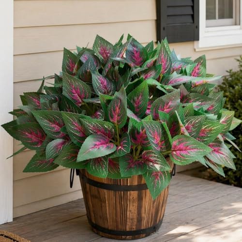 Artificial Winter Plants Faux Coleus Greenery for Outdoor Porch Planters by KAFDY