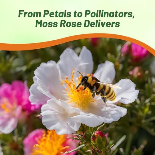 Outsidepride White Moss Rose Seeds - 10000 Pcs Annual, Drought & Heat Tolerant, Pollinator Friendly Ground Cover Seeds for Planting w/Vibrant Blooms & Succulent Foliage, Ideal for Xeriscaping - Image 4