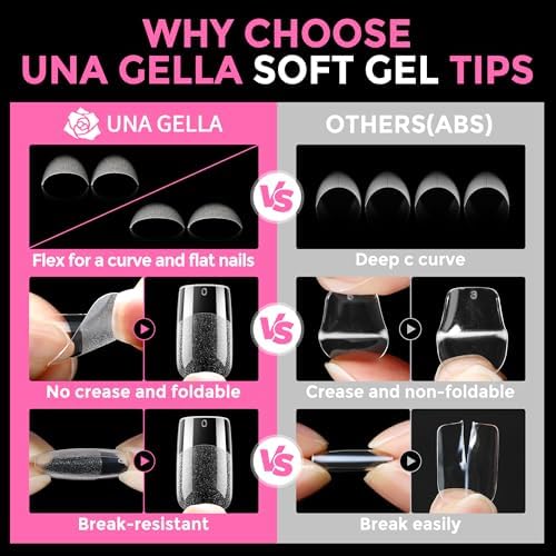 UNA GELLA Short Square X-Soft Gel Nail Tips 216pcs - Image 6