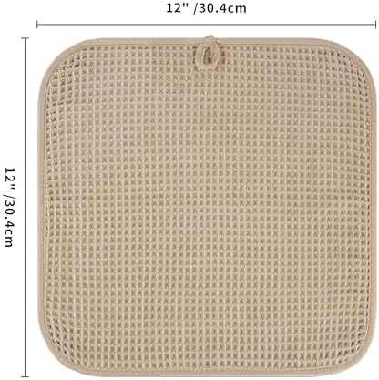 Microfiber Waffle Face Towels, 4 Pieces, Soft, Absorbent, Fast Drying, Lint Free 430 GSM (Beige) - Image 7