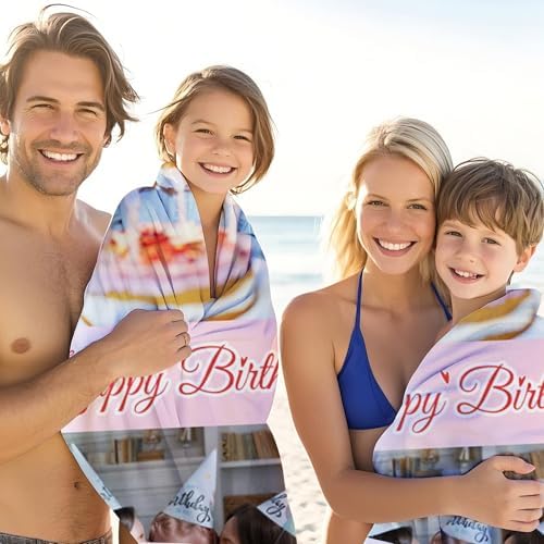 JML Birthday Gifts for Mom Dad Daughter Son, Personalized Beach Towel with Photo Text, Custom Beach Towel Gift for Mother's Day, Anniversary, Family Day, Summer Holiday, Vacation - Image 4