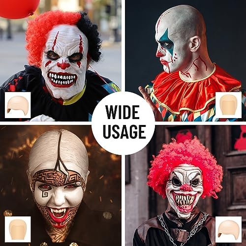 NACHLYNN Halloween Bald Cap 4 Pack Makeup Latex Bald Caps 4 Pack Nylon Wig Caps Halloween Party for Adult Women Kids Men Costume Accessories - Image 5