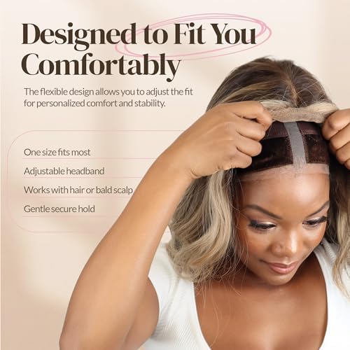 MILANO COLLECTION Lace Wig Grip Cap for Women, Adjustable Wig Caps for Women Non Slip with Headband to Secure Lace Top Perfectly in Place, One Size Fits All, Chocolate Brown & Nude, 2 Pack - Image 6