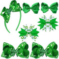 7PCS Lucky Shamrock Hair Accessories - Hair Bows Clips and Costume Accessories for Girls and Women by JUCCPUL