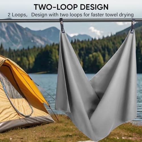 APEXUP Microfiber Travel Towel, Ultra Absorbent Quick Dry Towels, Lightweight Gym Sports Camping Towel for Workout, Yoga, Beach, Shower, Swimming (48"×24", Gray) - Image 6