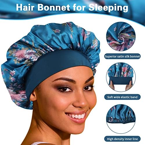 ROYBENS 4PCS Bonnets for Women for Curly Hair, Satin Bonnet for Sleeping - Image 5