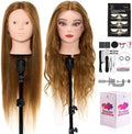 Mannequin Head with 80% Real Human hair- 28" Hair Mannequin Heads for Make up, Braiding Hairdressing Doll Head for Styling with Table Clamp + DIY Hair Styling Set by NeverlandBeautyHealth