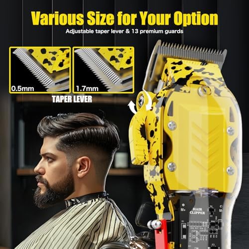 Professional Hair Clippers, Hair Clippers Set for Barber Haircut with LED Display(Yellow) - Image 7