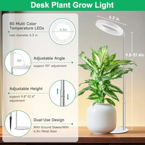 6.3in Grow Lights for Indoor Plants, Full Spectrum with Metal Base - Image 5