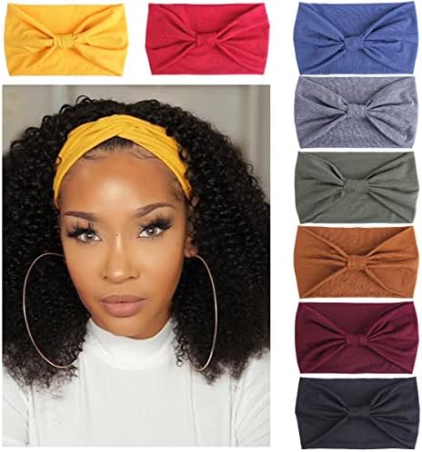 Kachanaa 8 Pack Wide Non-Slip Boho Women's Headband - Elastic Large African Turban Headwrap Ideal for Yoga,Workouts,Running - Non-Slip Design for Women by Kachanaa