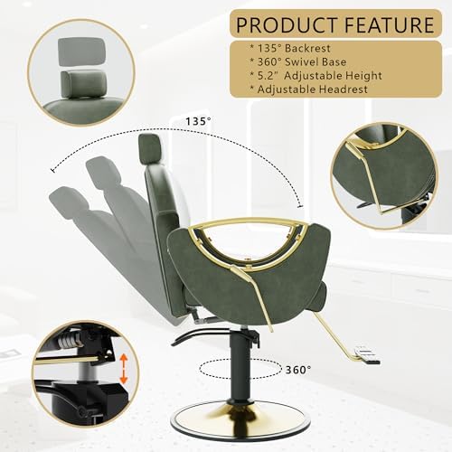 Reclining Salon Chair for Hair Stylist,Heavy Duty Hair Barber Chair - Image 4