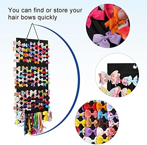 Hair Bow Holder Organizer for Girls, Hanging Bow Storage (Black) - Image 4