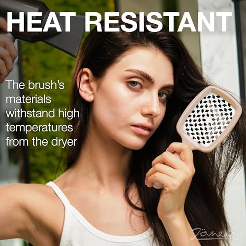 Janeke Superbrush Detangling Brush for Soft Smoothing Hair Brushing with Anti-Static Bristles - Vented Wet Hair Brush for Blow Drying Use - Perfect for Curly, Thick, Wavy, Fine Hair Types (Nude) - Image 4