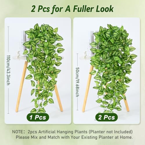 BLEUM CADE 4Pcs Fake Pothos Hanging Plants - Image 6