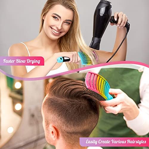 Curved Vented Paddle Brush - Faster Blow Drying, Detangling for Women & Men, Professional Styling for Wet, Curly, Thick or Straight Hair (colourful) - Image 5