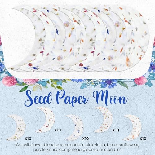Dunzoom 50 Pcs Plantable Seed Paper Tags Wildflower,Moon - Image 3