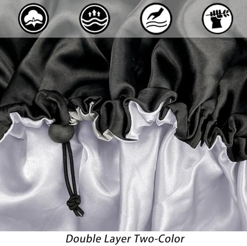 Edoneery Satin Bonnet for Sleeping Women, Double Layer Adjustable Sleep Cap - Image 2