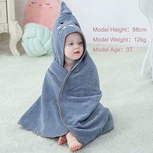 MICHLEY Unisex Baby Animal Hooded Bath Towel Soft Cotton Beach Swimming Bathrobe for 0-6T, Grey - Image 2