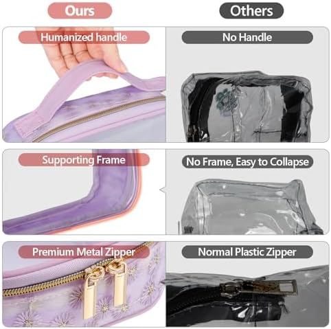 PACKISM Clear Makeup Bag Travel - TSA Approved Toiletry Bag, 3 Pack Purple - Image 5