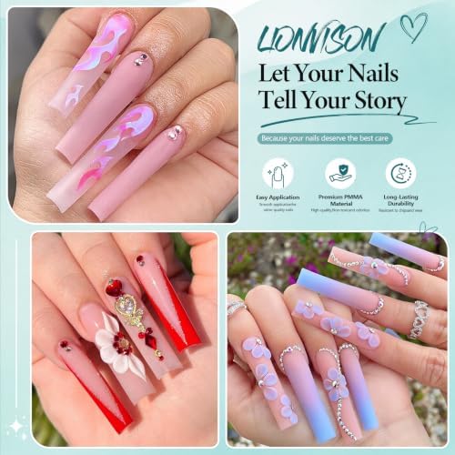 LIONVISON Nail Tips Square Set: 504PCS XXXL No C Curve Straight Tapered Square Nail Tips Extra Long Clear Nail Tips with Nail Extension Glue Gel Prep Dehydrator Primer File UV Curing Lamp for Home DIY - Image 2