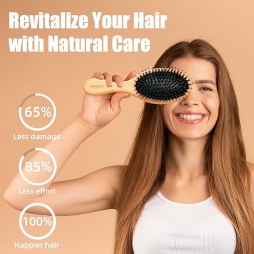 Boar Bristle Hair Brush with Nylon Pins for Fine Thick Hair - Image 4