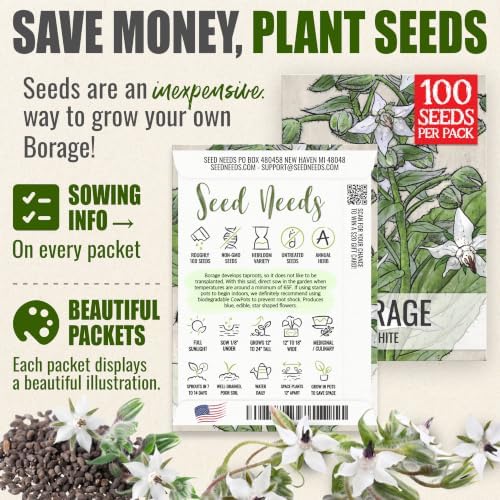 Seed Needs White Borage Seeds to Plant an Herb Garden - 2 Packs - Image 3