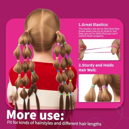 Teenitor 2000 Colorful Hair Ties Small Mini Hair Elastic Rubber Hair Bands - Image 3