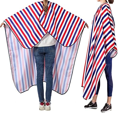 Professional Hair Cutting Cape with Neck Duster Brush, Large Size Salon Barber Cape for Men, Women and Kids(Multicolor Stripes) - Image 5