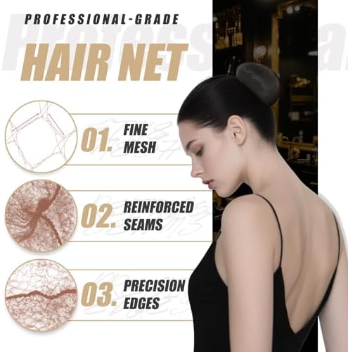Hair Net 100 Pcs, Smilco 22 Inches Hair Nets Elasticity Invisible Elastic Mesh for Food Services, Ballet Bun, Sleeping, Women and Wig (100,Brown) - Image 3