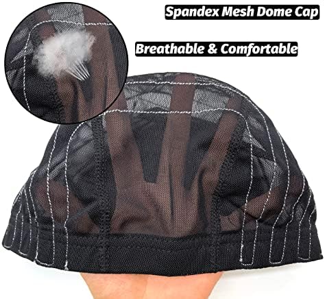 Wig Cap with Guideline Map for Wig Making, Stretchable Mesh Dome Caps with 1 Elastic Band and 4 Wig Combs for Beginners Sewing Wig (Large: 23"-24", 4 * 4 Closure) - Image 3