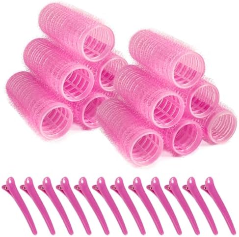 12 Piece Hair Roller Set with Clips, Self Grip Hair Rollers Hair Curler for Long Medium Short Hair, Random Color (2.5cm) by PIKBIU