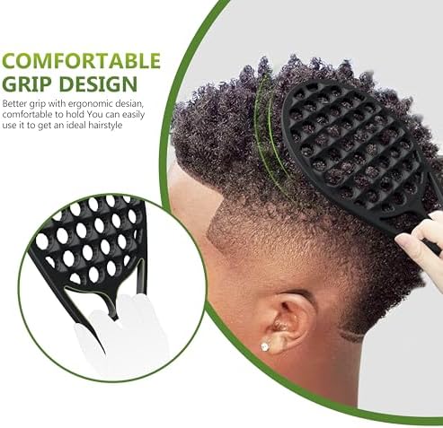 KOUPA Silicone Afro Twist Brush with Pick Comb for Coily Hair Curls, Black - Image 3