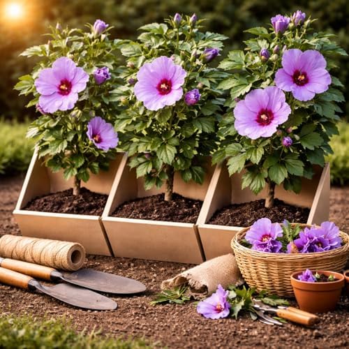 3 Rose of Sharon Plants for Growing – Hibiscus syriacus – Hardy Live Flowering Shrubs – Summer Blooming Landscape Plants for Hedges & Gardens by CZGrain