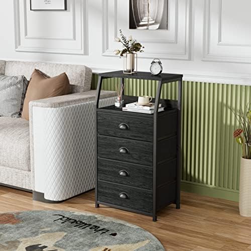 Furnulem Dorm Tall Nightstand, Small Dresser for Bedroom with Fabric Drawer - Image 6