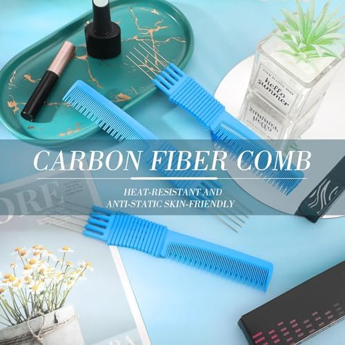 Leinuosen 3 Pack Teasing Combs with Metal Pick, Blue - Image 6