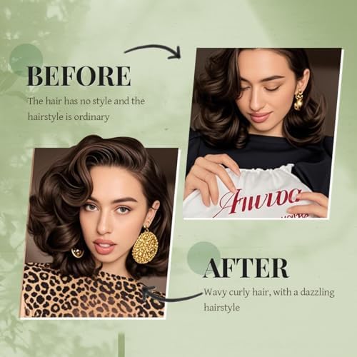 Heatless Hair Curler Heatless Curls Overnight Heatless Blowout with Luxury Cloth Bag Silk Scarf, Curling Rod Headband to Sleep in No Heat Curling with (Green, 3Rods) - Image 3