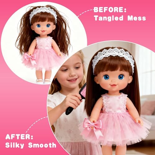Doll Hair Brush Compatible with American Girl, Doll Wig Brush Set with Spray Bottle Detangle Brush Curly Hair Comb Set Fit for American Girl Doll Accessories, Doll Head Hair Styling Brush Set 8 PCS· - Image 6
