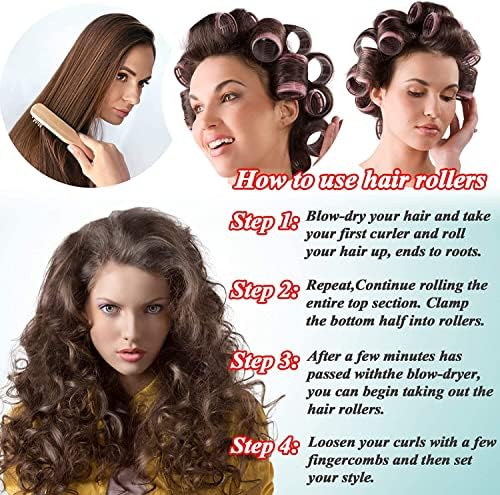 Jumbo Hair Rollers, 36 Packs Large Rollers For Hair, Self Grip Salon Hairdressing Curlers, Hair Curlers Sets, DIY Curly Hairstyle, Colors May Vary, (12xJumbo+12xLarge+12xSmall) - Image 7
