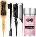 Slick Back Hair Brush Set Teasing Boar Bristle Brush, Hair Wax Stick, Edge Brushes, Rat Tail Comb, Teasing Comb, Wooden Slickback Hairbrush Accessories, Smoothing Combs for Women & Kids (5PCS) by Goiple