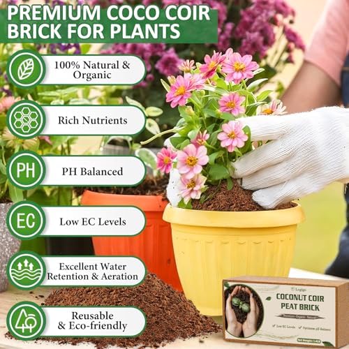 Legigo 2 Pack Coco Coir Bricks for Plants- 100% Organic Coconut Coir Soil - Image 2
