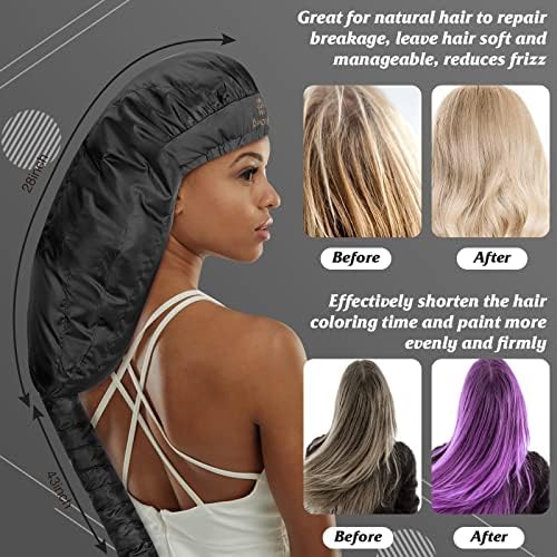 Bonnet Hair Dryer Attachment - Bonnet Hood Dryer with Headband that Reduces Heat Around Ears and Neck, Use for Hair Styling, Hair Drying, Curling and Deep Conditioning (Extended Version, Black) - Image 5