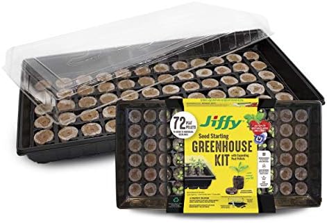 Ferry Morse Jiffy Seed Starting Greenhouse Tray Kit with 72 36mm Peat Pellets and Bonus SUPERthrive Sample + Plant Markers, 2 Pack, 144 Pellets Total by FerryMorse