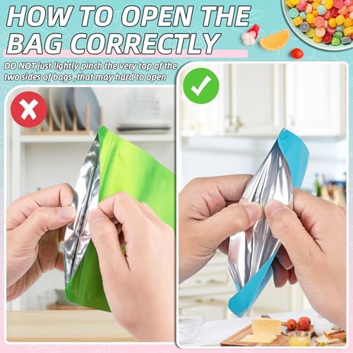 FUNFERY Stand Up Mylar Resealable Bags for Food Storage-Blue 4.7x7.9 inch - Image 6